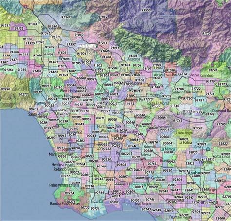 los angeles map zip codes.